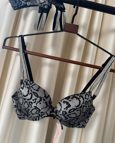 Grey Snake Print Luxury Bra Set - Imported Intimate Wear - BLUSHOVA Pakistan