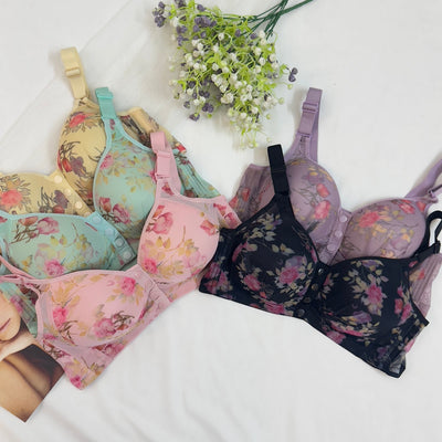 Vibrant Floral Print Front Open Bra - Imported Intimate Wear - BLUSHOVA Pakistan