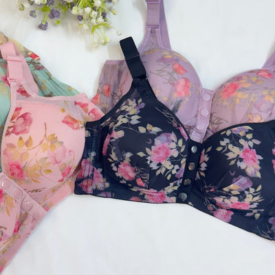 Vibrant Floral Print Front Open Bra alternate view