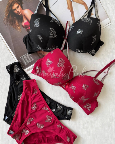 Shimmer Butterfly Bra Set - Imported Intimate Wear - BLUSHOVA Pakistan