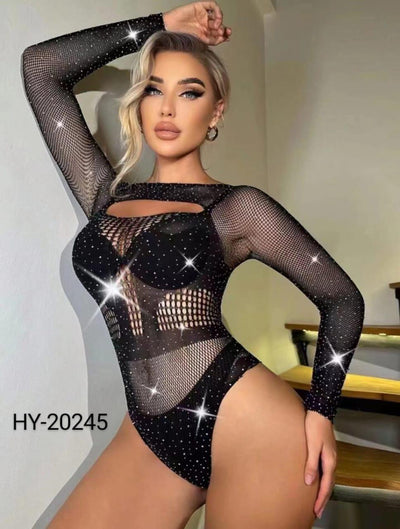 Rhinestone Bodysuit Stocking - Imported Intimate Wear - BLUSHOVA Pakistan