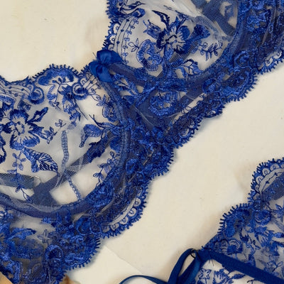 Royal Blue Embroidered Bra Set alternate view