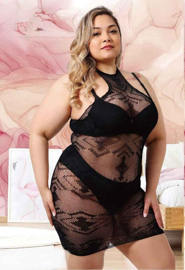 Plus Size Half Net Body Stocking - Imported Intimate Wear - BLUSHOVA Pakistan