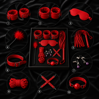 BLUSHOVA 10-Piece Premium Intimacy Kit – Red & Black view 2