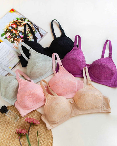 Floral Pattern Thin Pad Bra Non Wired - Imported Intimate Wear - BLUSHOVA Pakistan